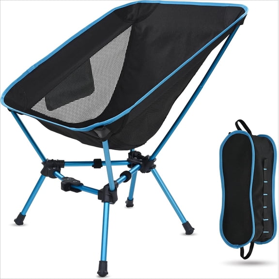 Lightweight Folding Camping Chair, Portable Foldable Compact for Outdoor Camp, Travel, Beach, Picnic, Festival, Hiking, Backpacking, Supports 330Lbs (Black)