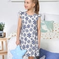 thumbnail image 4 of Fotbe Dark Blue Snowflakes Vestido de Dormir para Niñas de 3 a 10 Años, Mangas Cortas, Estilo Princesa, Pijama Camisón con Mangas Voladas-X-Large, 4 of 6