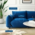 thumbnail image 3 of Loveseat Sofa, Velvet, Blue Navy, Modern Contemporary Urban Design, Living Lounge Room Hotel Lobby Hospitality, 3 of 7