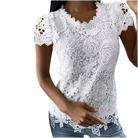 Giftesty Womens Summer Tops Fashion Women's Casual Fit Round Neck Printed Short Sleeve Top In Spring and Summer