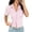 Pink, variant on Women's Striped Fitted Button Up Shirt Cropped Ruched Cap Sleeve Collar Work Office Blouse Dressy Tops,Pink S