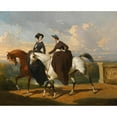 thumbnail image 2 of Alfred De Dreux 24x20 Gold Ornate Framed and Double Matted Museum Art Print Titled - Two Amazons on the Horse, 2 of 4