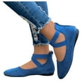 thumbnail image 5 of PLLFRLRT Ballet Flats Shoes For Women With Strap Comfortable Criss-Cross Elastic Ankle Straps Flats Shoes Round Toe Slip on Dress Flat Shoes(Blue,9), 5 of 7