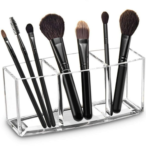 Soporte organizador para brochas de maquillaje Watpot, acrílico, plástico transparente
