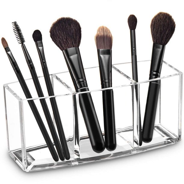 Soporte organizador para brochas de maquillaje Watpot, acrílico, plástico transparente