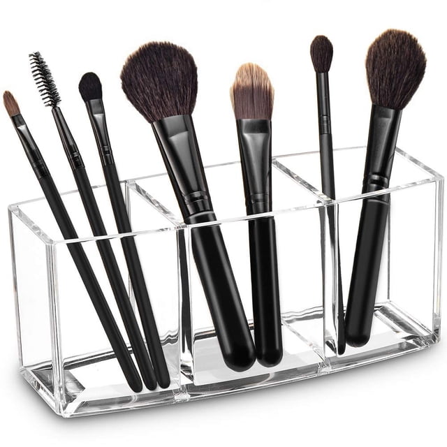Soporte organizador para brochas de maquillaje Watpot, acrílico, plástico transparente