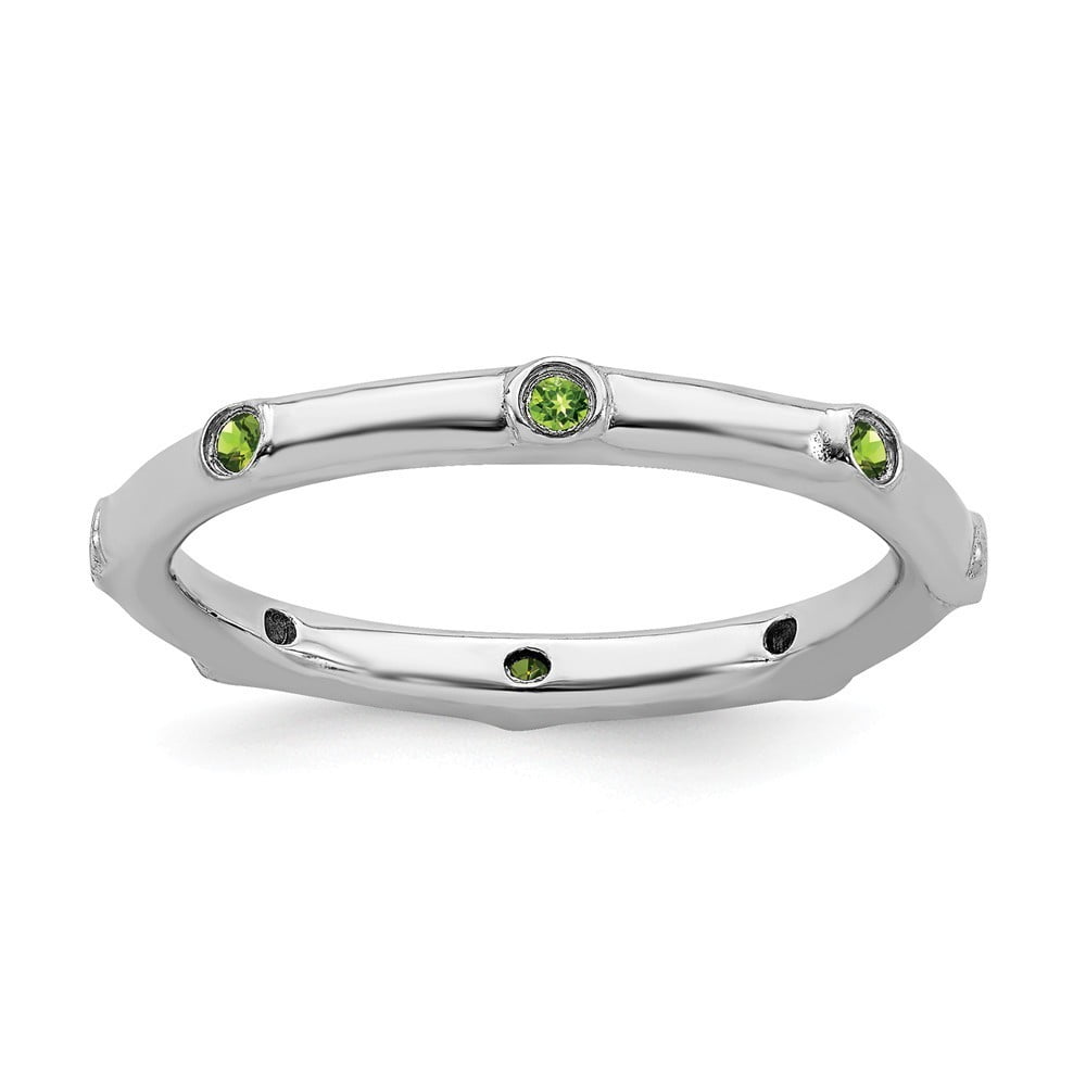 Citrine Stackable Expressions Sterling Silver Peridot and Diamond Flower Design Ring Citrine Stackable Expressions Sterling Silver Peridot and Diamond Flower Design Ring