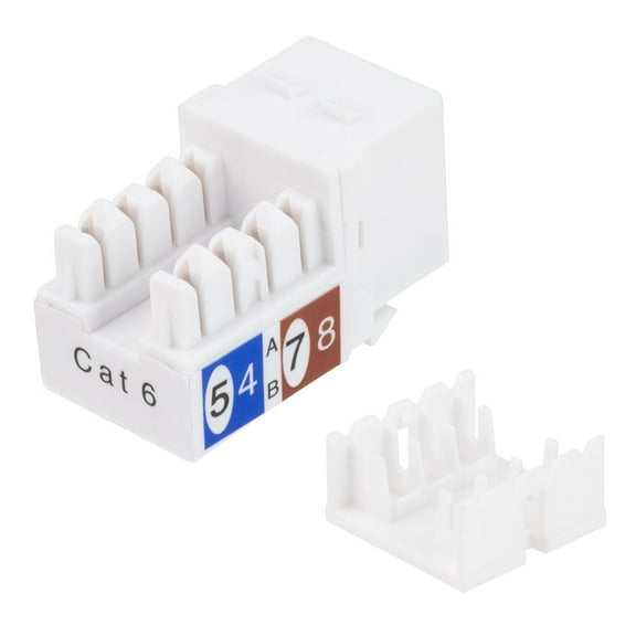 CAT6 Keystone Jack, Snap-In, 90-Degree Termination, Thermoplastic, White, 15-Pack, CE Compliant