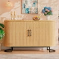 thumbnail image 6 of 54.3" Sideboard Buffet Cabinet with Storage, Buffet Cabinet with Sliding Door & Adjustable Shelf, Modern Sideboard Cabinets for Kitchen, Living Room, Entryway, Oak, 6 of 8