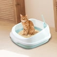 thumbnail image 1 of Caja de arena para gatos, inodoro, extraíble, gran espacio, caja de arena portátil, semicerrada, a prueba de salpicaduras, fácil de limpiar, bandeja Azul Yinane Bandeja de arena para gatos, 1 of 8