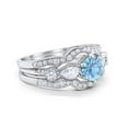 thumbnail image 3 of Three Piece Round Wedding Ring Aquamarine CZ 925 Sterling Silver Size 11, 3 of 4