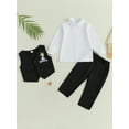 thumbnail image 2 of Wassery Baby Boys 2nd Birthday Outfit Infant Boys Formal Set Toddler Gentleman Suit Letter Pattern Vests+Long Sleeve Shirts +Pants, 2 of 8