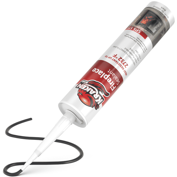 Kraken Bond Fireplace Sealant, High Temperature Black Fire Caulk up to 2732°F - Flame Resistant Stove, Chimney & Oven Sealant - 10.1 fl oz Cartridge, 1 Pack