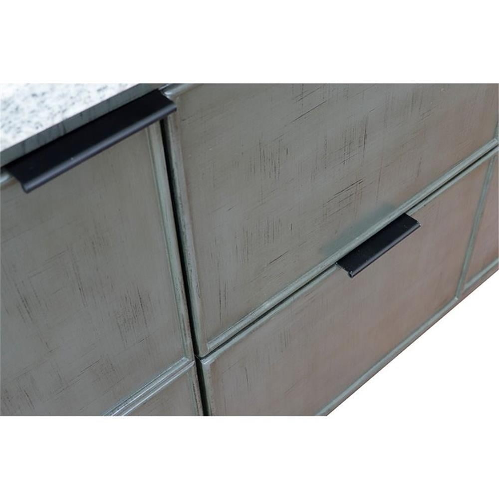 Bellaterra Home 37" Single wall mount vanity in Linen Gray finish top with White Carrara and round sink