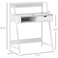thumbnail image 3 of ZOPan Home Office Desk, Computer Desk with A Frame for Small Spaces, Writing Table with Drawer and Storage Shelves, White, 3 of 10