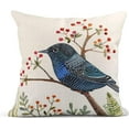 thumbnail image 5 of Set of 4 Linen Throw Pillow Covers 18x18 Inches Home Decorative Cushion Colorful Spring Animal Retro Flying Red Bird with Flowers Pillow Cases Square Pillocases for Outdoor Bed Sofa, 5 of 6