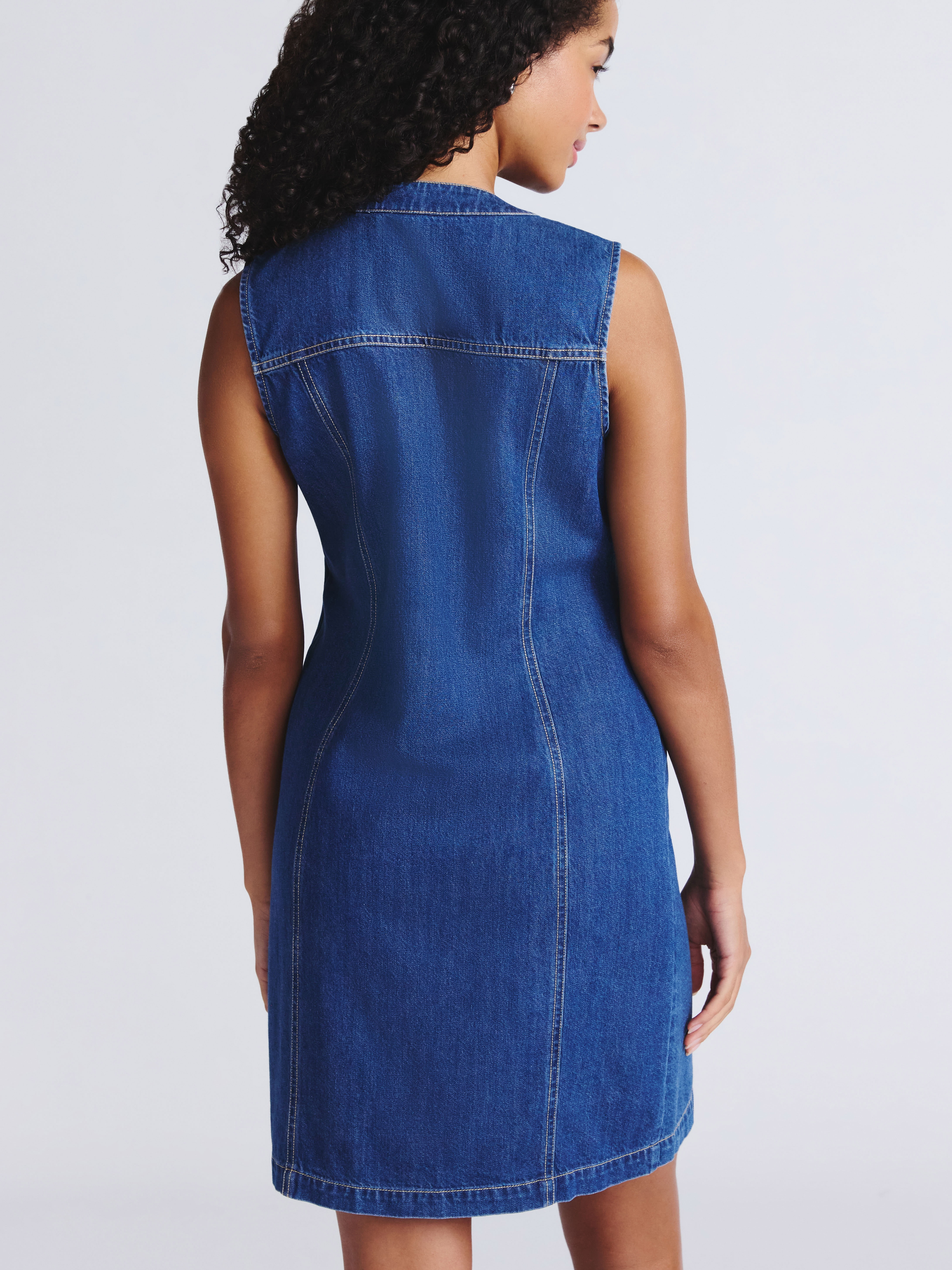 Time and Tru Women's Denim Button Front Mini Dress, Sizes XS-XXXL