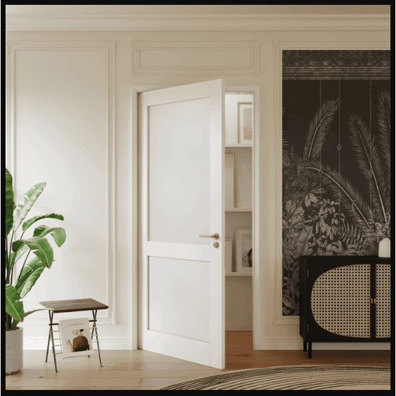 36" X 80" Pantry Door Frosted Half Glass and Manufacture Wood White Standard Door