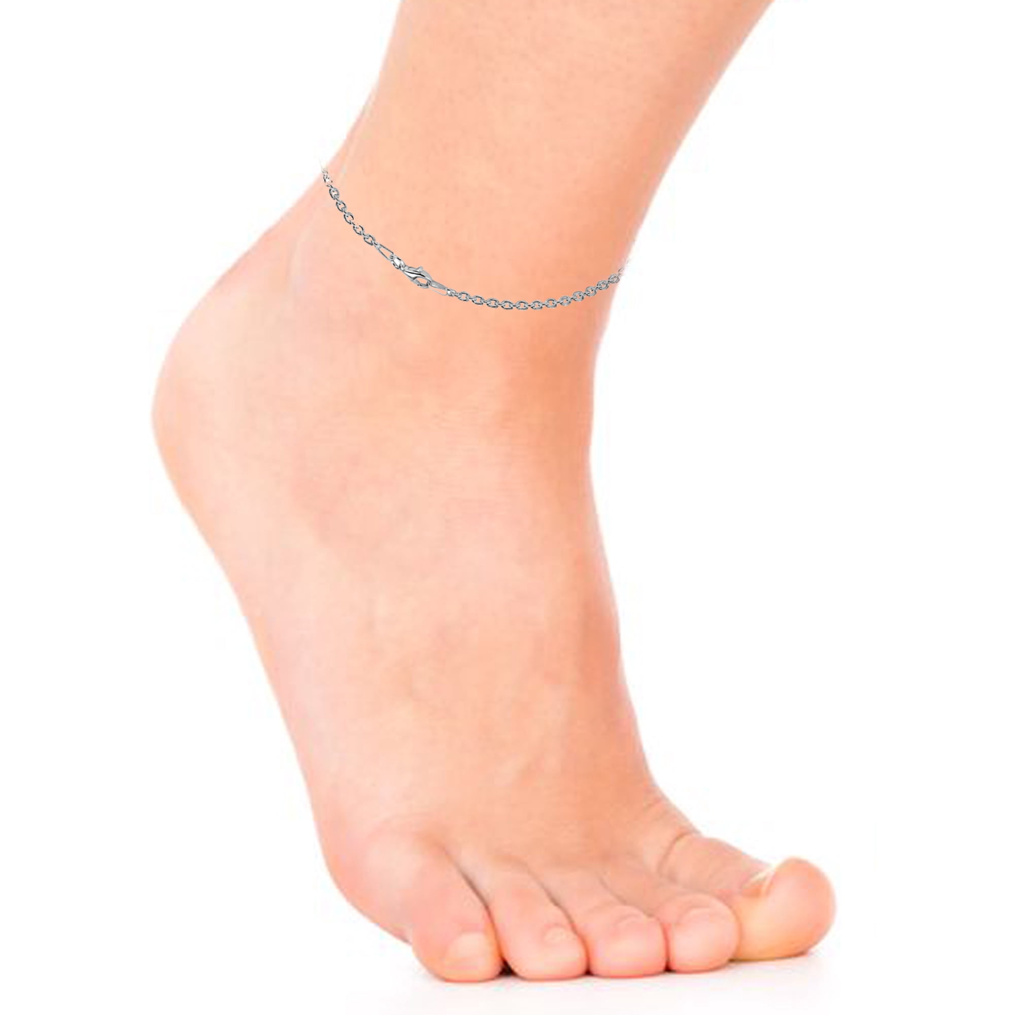 Ritastephens Italy Sterling Silver Sturdy Cable Link Chain Anklet