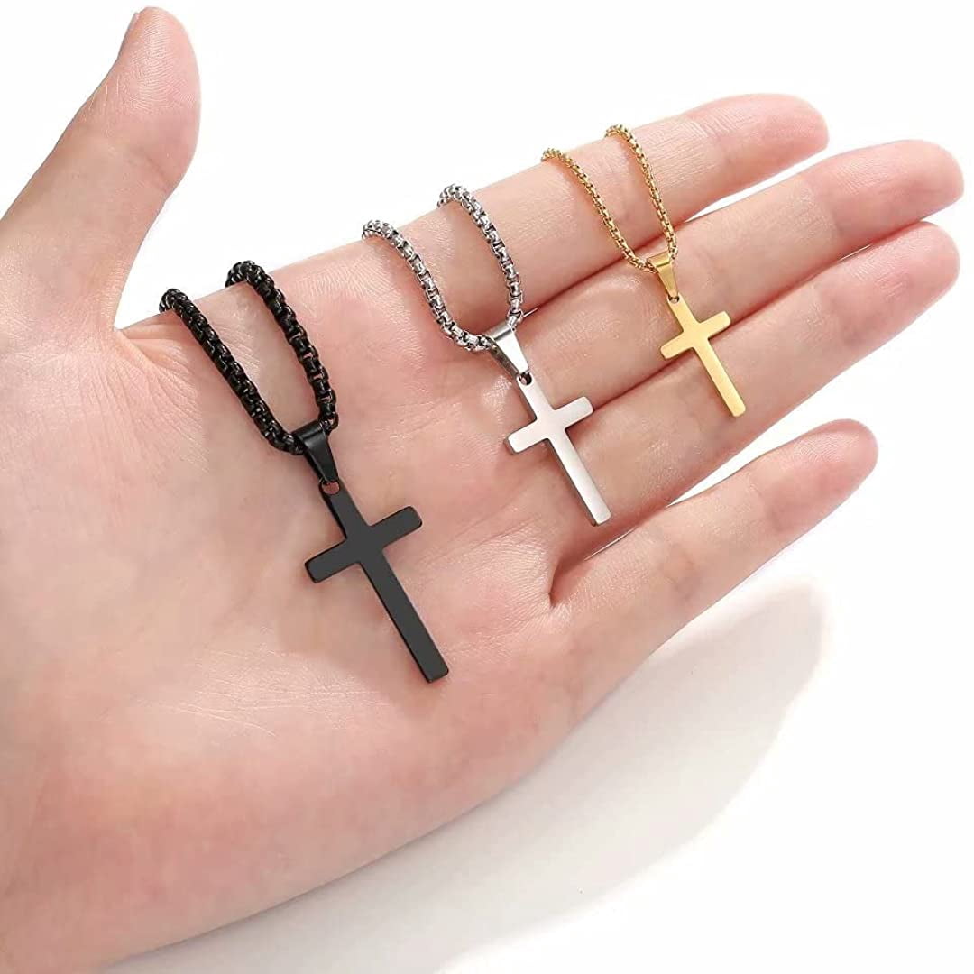Gold Cross Pendant Necklace for Men 