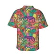 thumbnail image 4 of Xecao Colorful Dinosaur print Hawaiian shirt - a stylish short-sleeve button-down for men, perfect for casual beach and tropical outings., 4 of 9