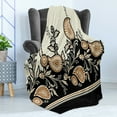 thumbnail image 4 of Brown Paisley Soft Flannel Fleece Throw Blanket, Traditional Pattern of Flowers and Folkloric Print, Cozy Plush for Indoor and Outdoor Use, 60" x 80", Eggshell Charcoal Grey, by Ambesonne, 4 of 5