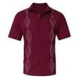 thumbnail image 3 of Camisas Casuales Para Hombre Camisa de manga corta bordada de playa suelta informal de verano para hombre (Red, M), 3 of 6
