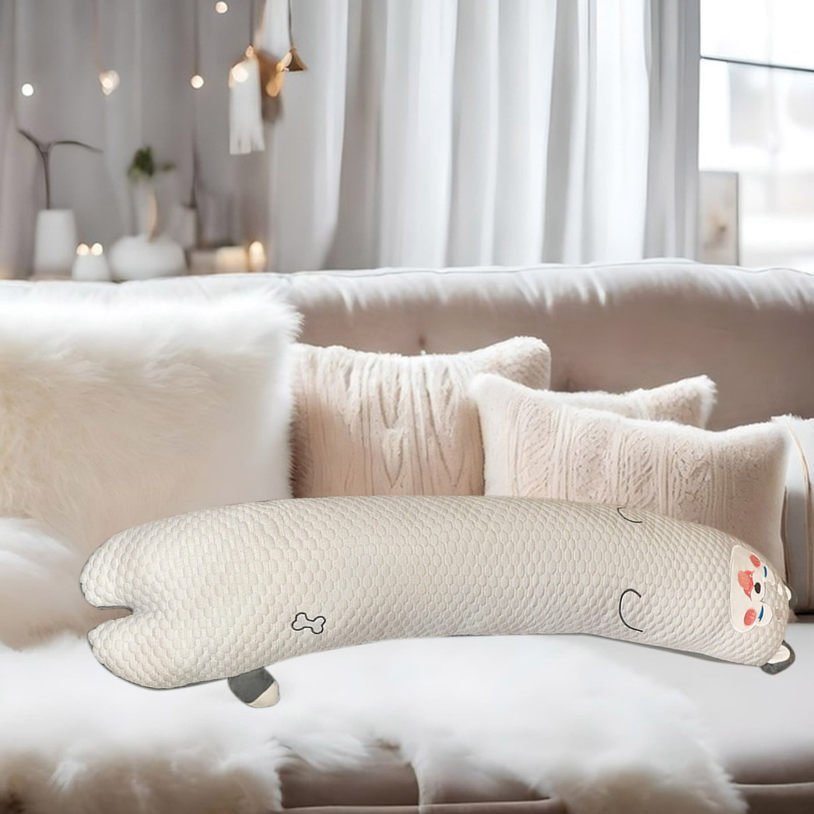 CasaChic Extra Long Cotton Pillow for Leg Support & Hugging Sleep - Removable Cover, Machine Washable, Breathable & Plush for Pregnancy, Side Sleepers, Sofa & Office - Soft for Adults & Teens