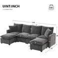 thumbnail image 2 of 110" Sectional Couches for Living Room, Modern Convertible Upholstered Comfy Sleeper Sofa with Ottoman 2 Pillows, Sofa Sectionals for Living Room, Apartment, Office, Black, 2 of 12
