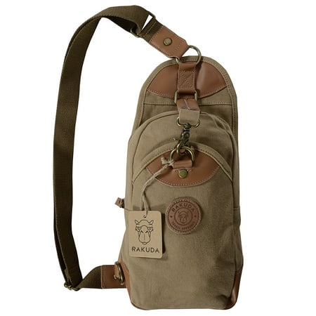 Rakuda Bags - Rakuda Traveler Canvas Single Strap Backpack Fanny Rucksack, Non-Washed Leather ...