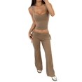 thumbnail image 1 of Conjuntos de 2 Piezas para Mujer, Conjuntos de Estar por Casa, Camisetas Sin Mangas, Pantalones Anchos y Chándales Color Café S, 1 of 7