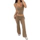 thumbnail image 1 of Conjuntos de 2 Piezas para Mujer, Conjuntos de Estar por Casa, Camisetas Sin Mangas, Pantalones Anchos y Chándales Color Café S, 1 of 7