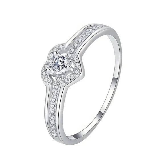 L.YY Heart - Shaped Diamond Accent Ring, Size:7