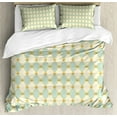 thumbnail image 1 of Fleur De Lis Duvet Cover Set King Size, Traditional Royal Flower Pattern with Harlequin Rhombuses Pattern, Decorative 3 Piece Bedding Set with 2 Pillow Shams, Cream Pale Blue Yellow, by Ambesonne, 1 of 3