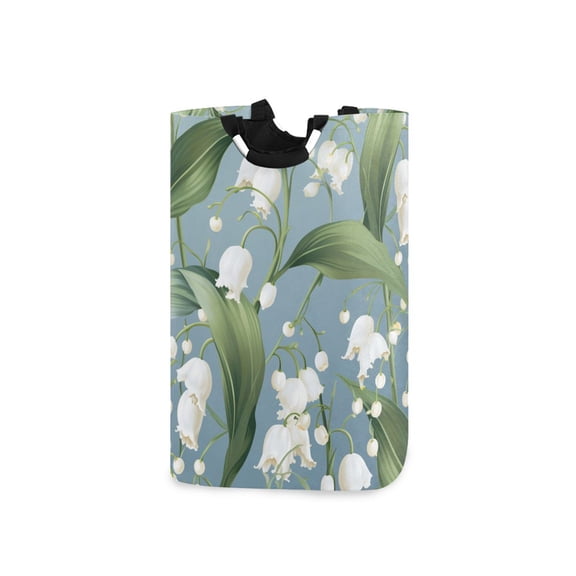 Flowers Of The Valley Leaves Laundry Basket with Handles Foldable Laundry Hamper Freestanding Washing Bin 50L