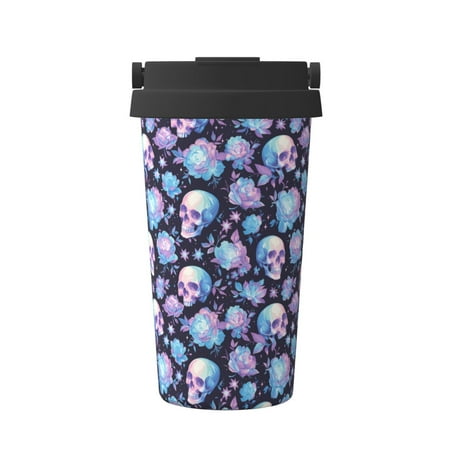 

Pofeuu flower Skull in starry sky Print Coffee Mug Iced Coffee Tumbler Cup Double Wall Vacuum Leak-Proof Thermos Mug CoffeeThermos Travel Mug