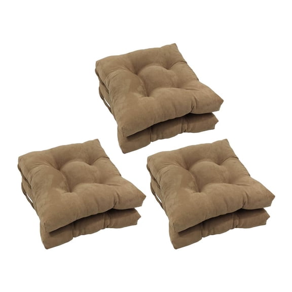Blazing Needles 916X16SQ-T-6CH-MS-JV 16 in. Solid Microsuede Square Tufted Chair Cushions, Java - Set of 6