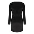 thumbnail image 6 of GZWYHT Dresses for Women 2025,Long Sleeve Dress Women's Solid Color Pleated Long Sleeve V Neck Velvet Dress Bodycon Dresses,Petite Dresses,Black Dress,Mini Dress M, 6 of 6