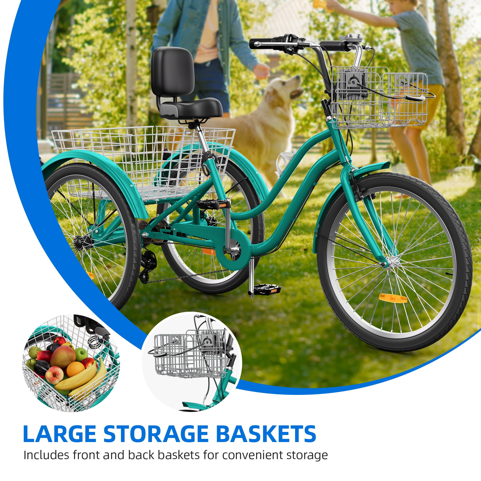 Uforic 7-Speed 26-Inch Tricycle, 3-Wheel Adult Cruiser Bike, Low