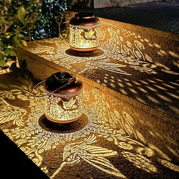 Hummingbird Solar Lanterns Outdoor Waterproof, Birthday Gifts for Women Mom Grandma Sister Fathers Day Gifts for Dad, Hanging Solar Lights Garden Decor for Outside Decoration Patio Yard Lawn Porch