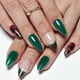 thumbnail image 1 of GLAMERMAID Uñas postizas con punta francesa de color verde oscuro, uñas postizas de gel de gelatina nude de almendra mediana con diseño rojo tortuga ámbar, pegamento en barra acrílico ovalado corto de, 1 of 5