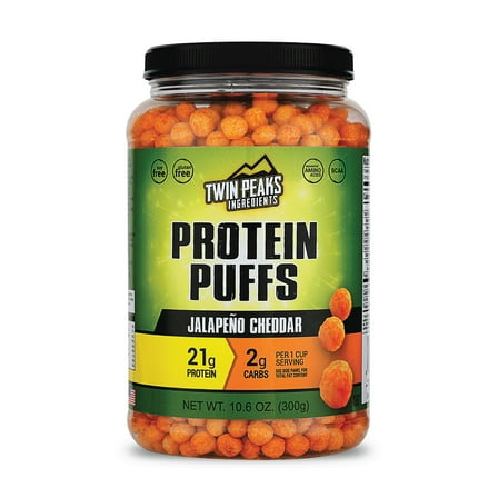 Twin Peaks Ingredients Protein Puffs, Low Carb Keto Friendly Protein Snacks, Jalapeno Cheddar (10.6 ounce)