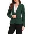 thumbnail image 4 of INSPIRE CHIC Blazers for Women Business Casual One Button Front Long Sleeve Work Office Suit Jackets with Shoulder Pads XS Dark Green, 4 of 6