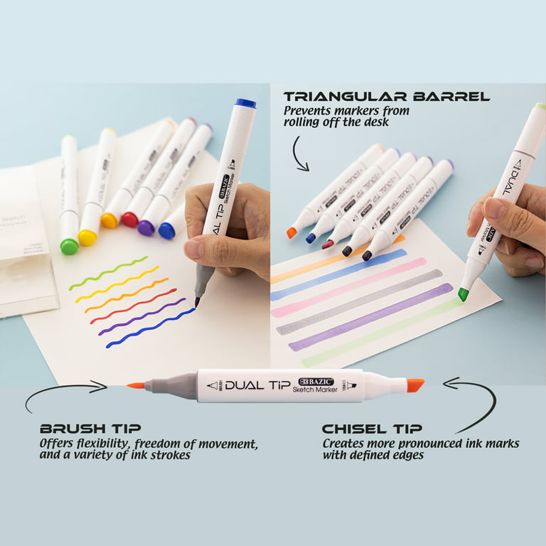  Ohuhu Alcohol Markers 120 Colors Brush & Chisel Extra Wide  Broad Tip 6 Colors Bundle : Arts, Crafts & Sewing