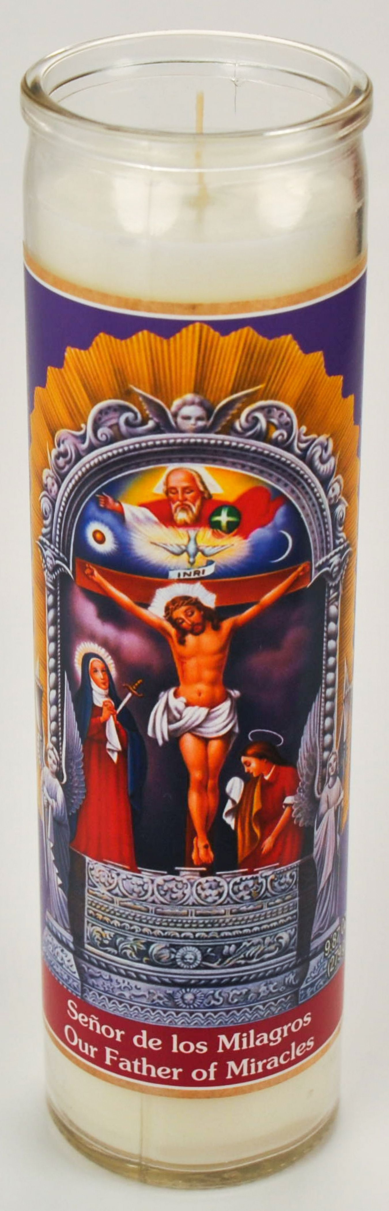 (4 pack) Prayer Candle Sr De Los Milagros White Wax, 8 Inch