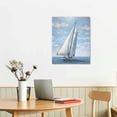 thumbnail image 2 of GOSMITH  Coastal Sailing Boat Canvas Wall Art - Blue and White Nautical Picture for Living Room, Bedroom, or Bathroom Decor with Vertical Seaside Artwork, 2 of 4