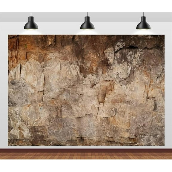 Fabric Archeology Cave Wall Backdrop Vintage Brown Stone Texture Rock Stone Wall Archeological Background for Party Decorations Photo Shoot tudio Props