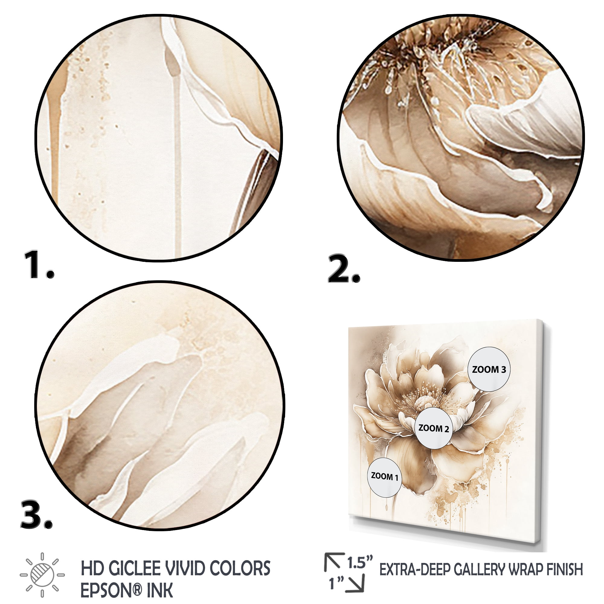 Designart Blooming Beige Floral Design IV Canvas Wall Art