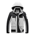 thumbnail image 3 of Windproof Jacket men Casual Patchwork Thicken Multi Pocket Hooded Zipper Windproof Waterproof Breathable Jacket Coats, 3 of 8