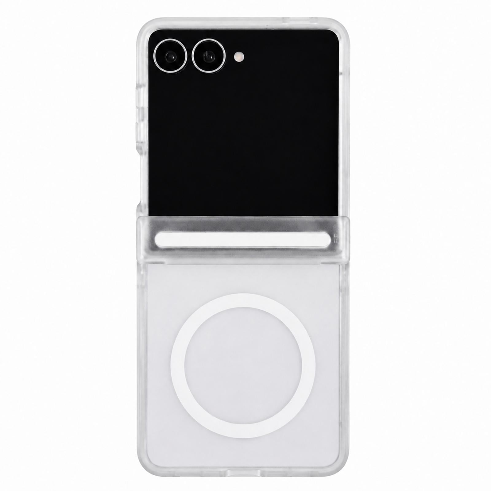 Decase for Samsung Galaxy Z Flip8 Case, Matte Anti-Glare Frosted Cover, Built-In Magnetic Ring for Compatible Accessories, Wireless Charging Compatible, Shock-Absorbing Protection, White